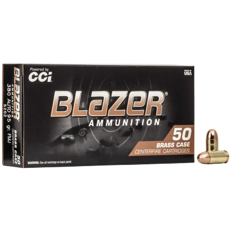 Blazer Brass 380 ACP 95 Grain FMJ RN Ammunition 50 Rounds