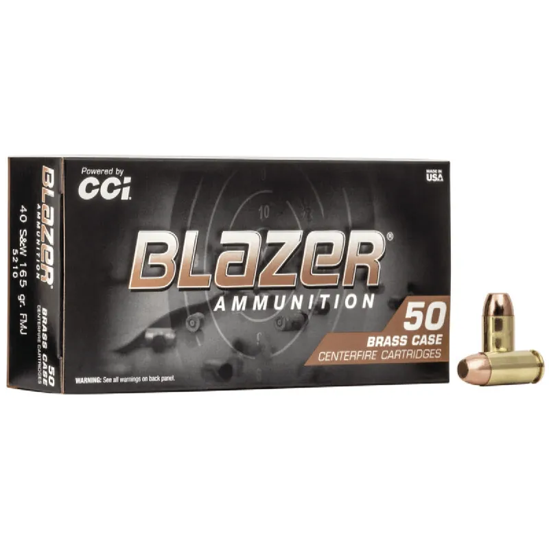 Blazer Brass 40 S&W 165 Grain FMJ Ammunition 50 Rounds