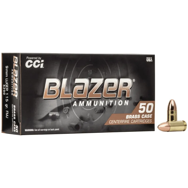 Blazer Brass 9mm Luger 115 Grain FMJ Ammunition 50 Rounds