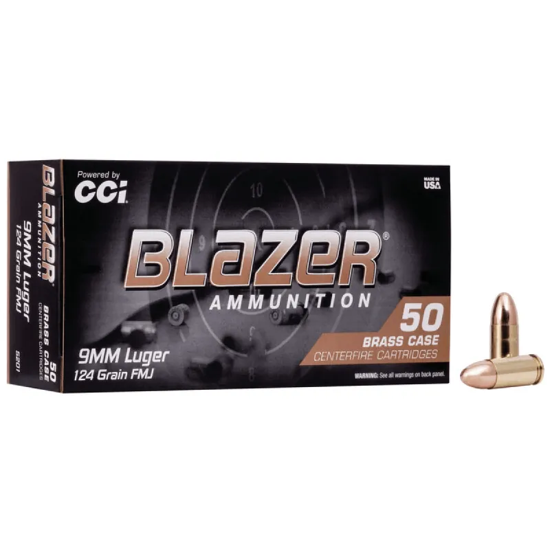 Blazer Brass 9mm 124 Grain FMJ Ammunition 50 Rounds