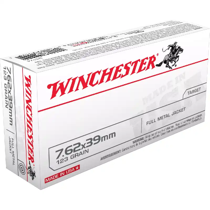 USA White Box 7.62x39mm 123 Grain FMJ Ammunition 20 Rounds