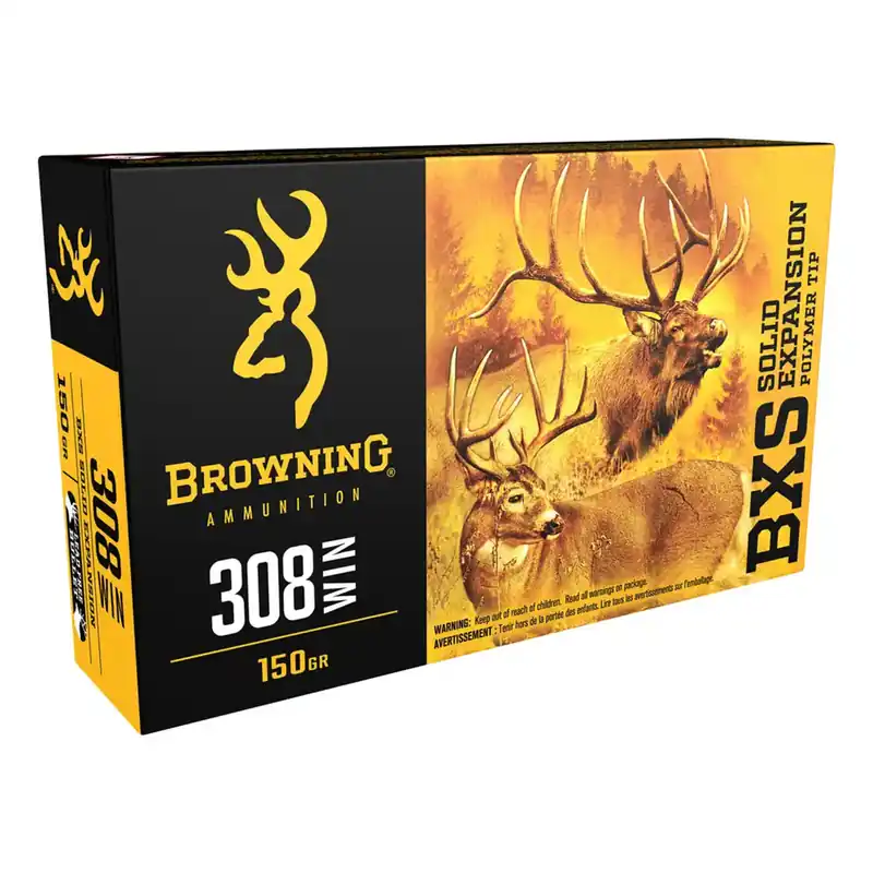BXS Big Game & Deer 308 Winchester 150 Grain Lead Free Solid Exansion Polymer Tip Ammunition 20 Rounds