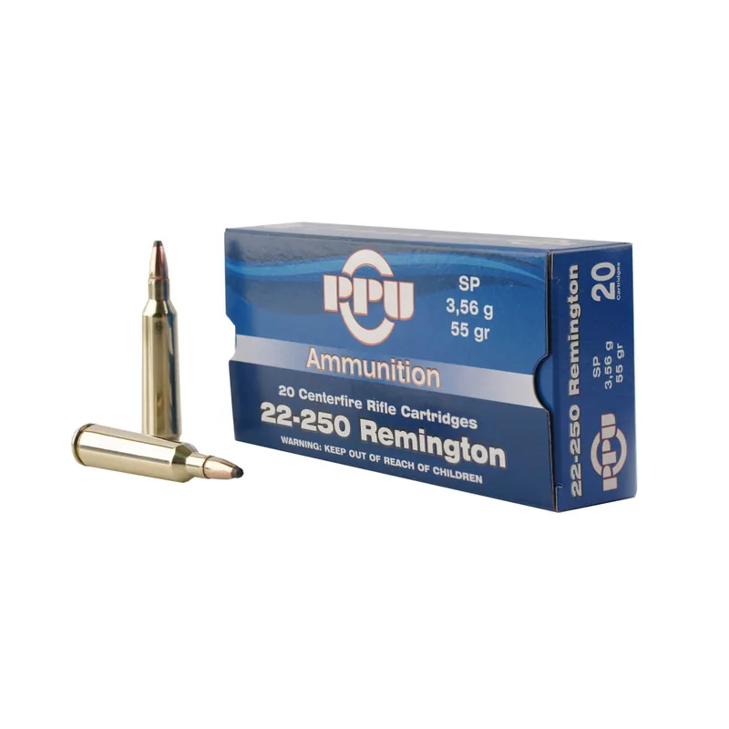 Standard 22-250 Remington 55 Grain SP Ammunition 20 Rounds