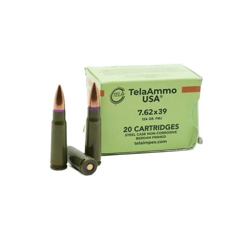 Steel Case 7.62x39 124 Grain FMJ Ammunition 20 Rounds