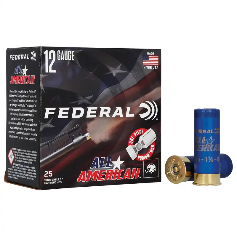 All American 12 Gauge 8 Shot 2.75" 1oz Ammo 25 Rounds