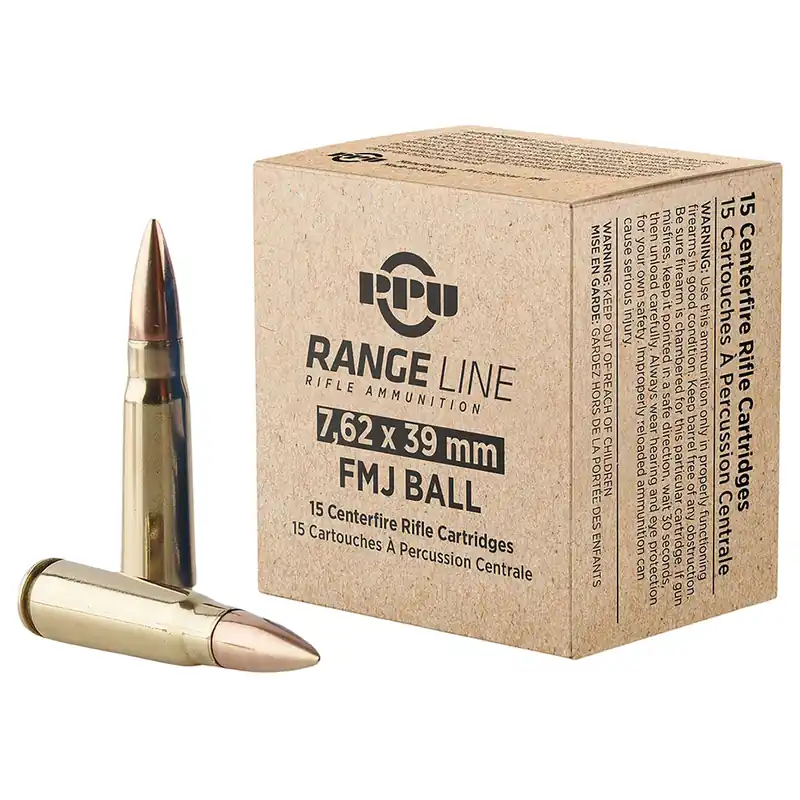 Range Line 7.62X39mm 123 Grain FMH 15 Rounds
