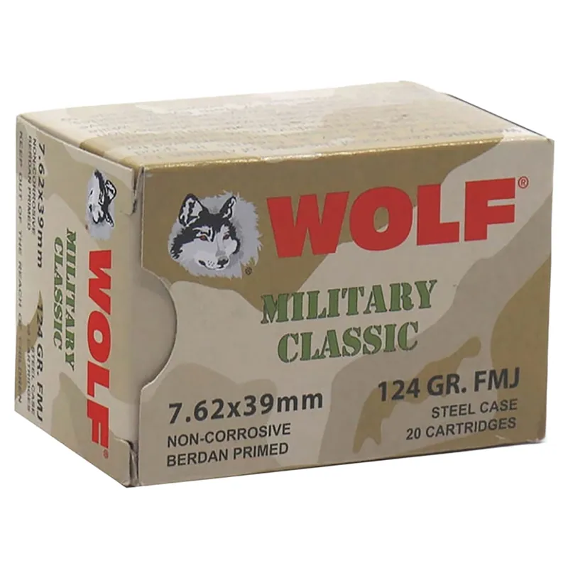 Mil-Spec 7.62X39 mm 124 Grain FMJ Ammunition 20 Rounds