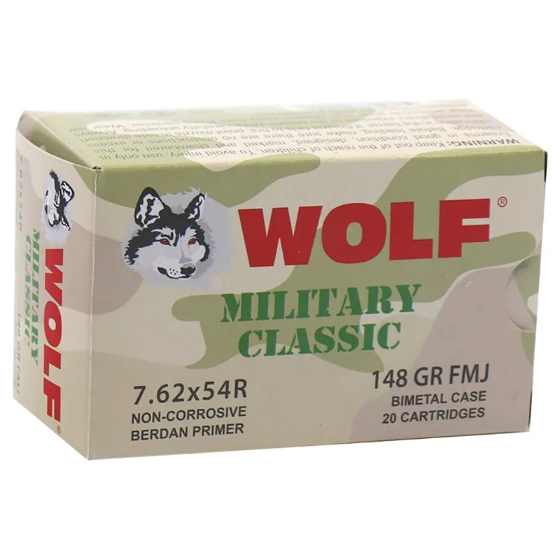 Military Classic 7.62X54R 148 Grain FMJ Ammunition 20 Rounds
