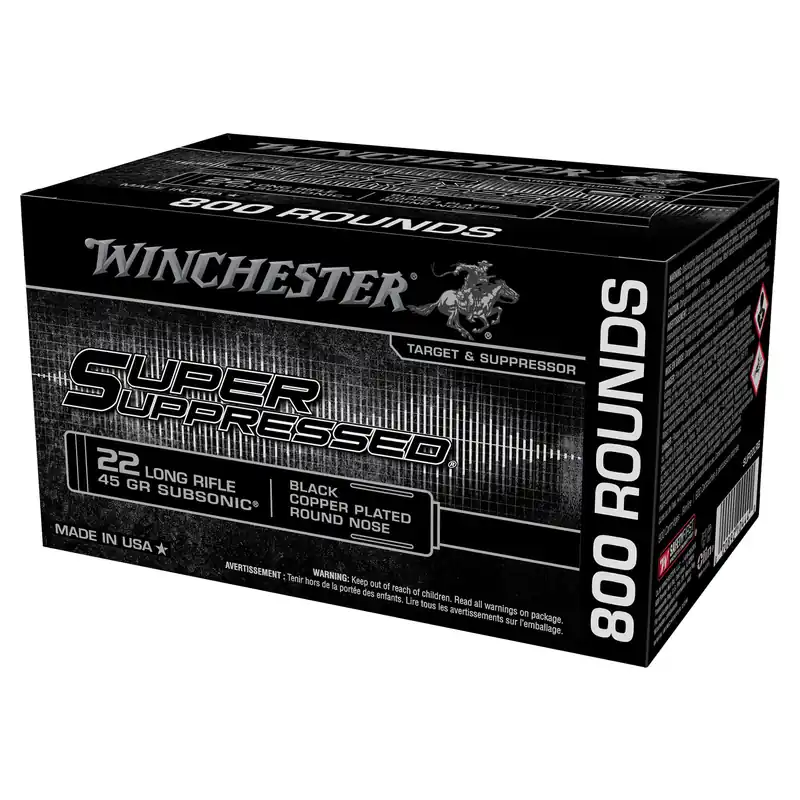 Super Suppressed 22 Long Rifle 45 Grain Copper Plated Round Nose Ammo 800 Rounds
