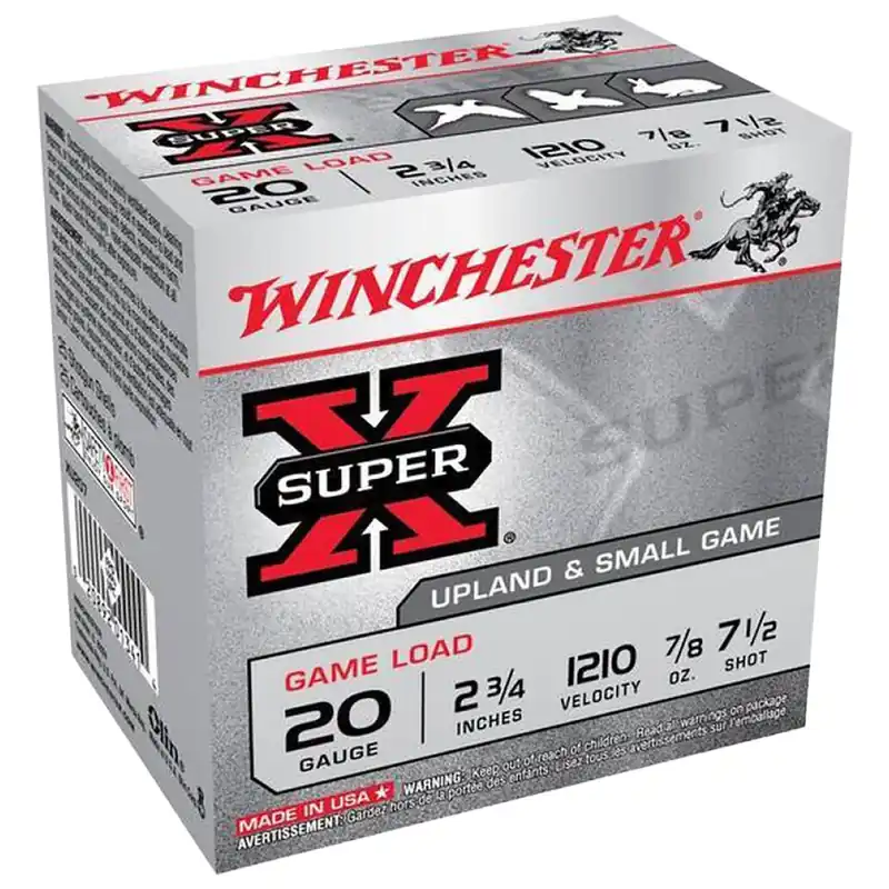 Super-X Upland 20 Gauge 7.5 Shot 2.75" 7/8oz Ammunition 25 Rounds