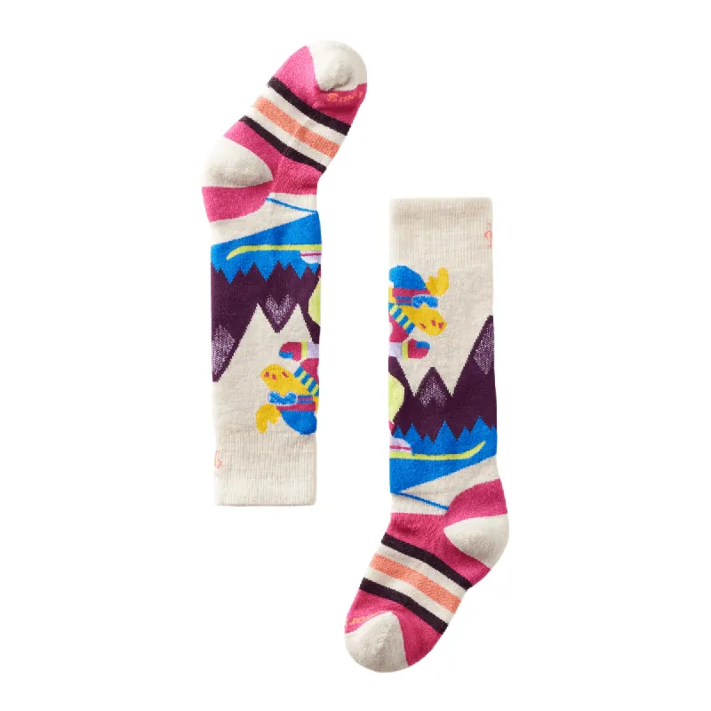 Wintersport Full Cushion Mountain Moose Pattern Over The Calf Sock - Kids‘