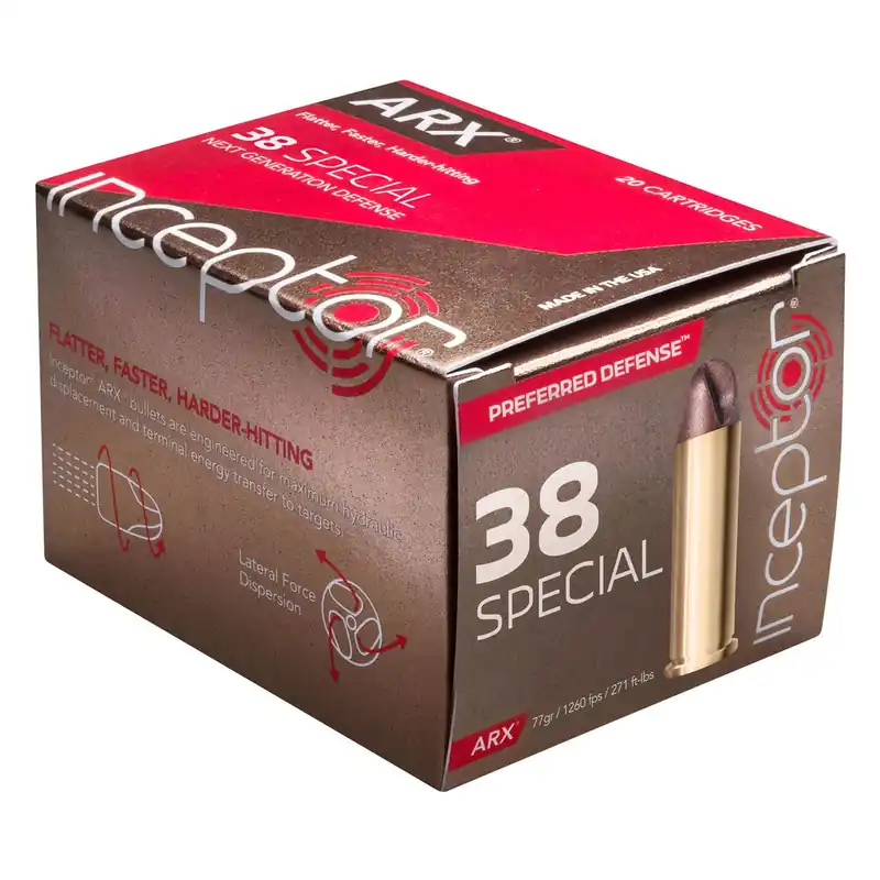 Inceptor 38ARXBRS920 PD 38 Special 77 GR ARX 20 Rounds