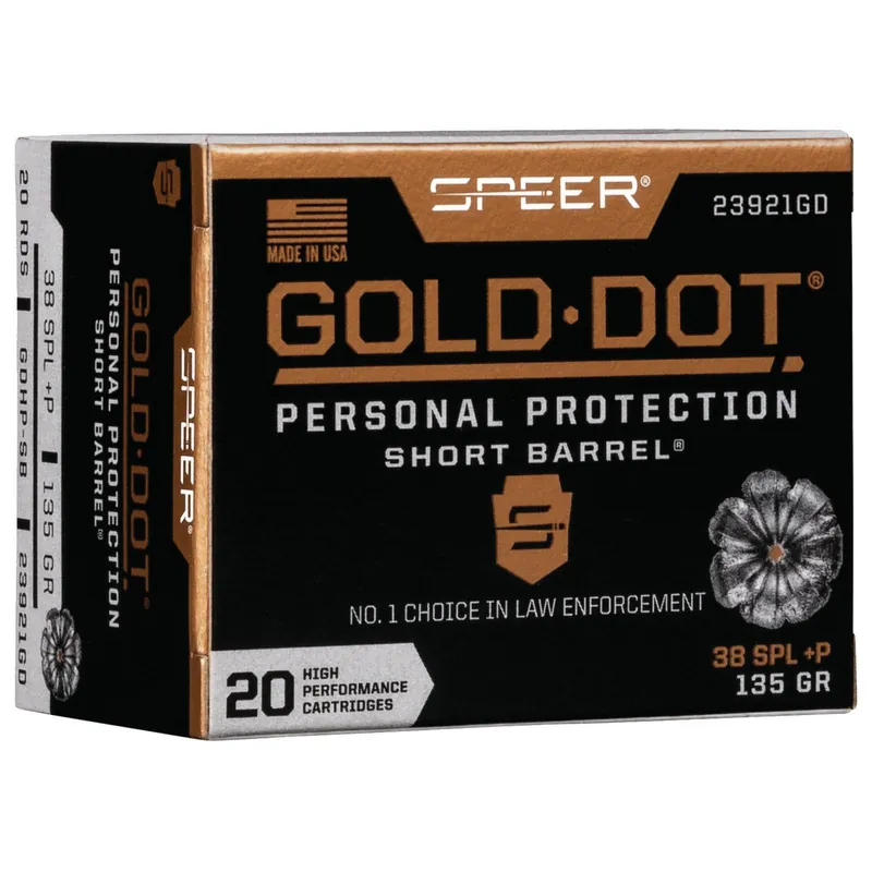 Gold Dot 23921GD Personal Protection 38 Special+P 135 GR JHP 20 Rounds