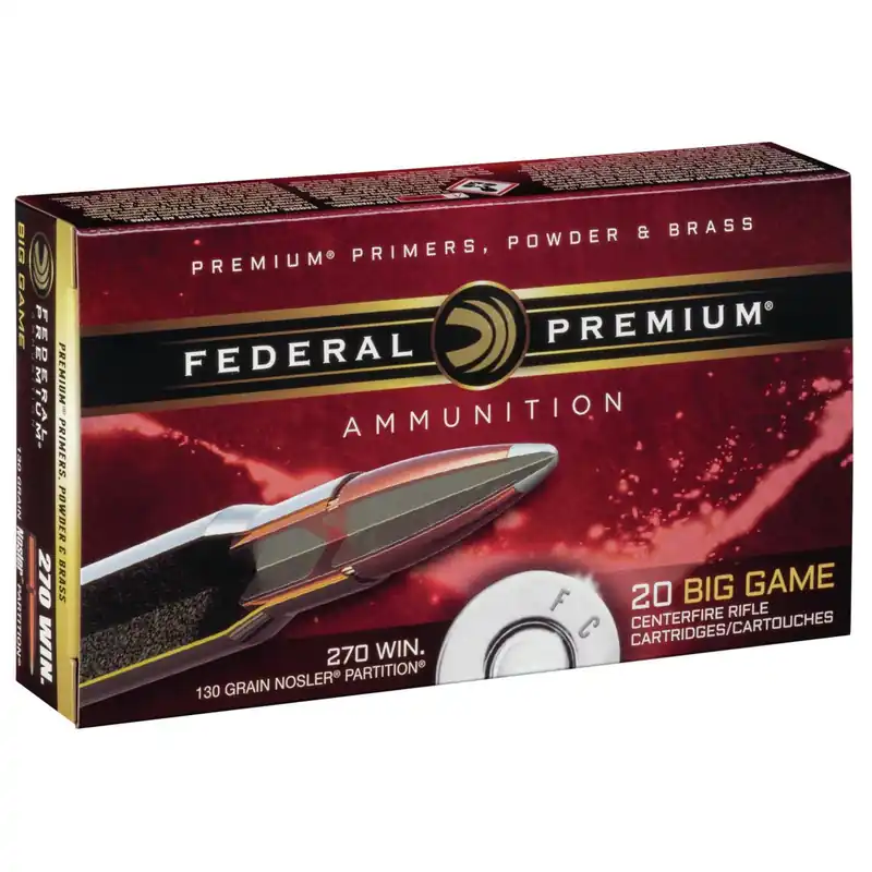 Federal P270P Premium 270 130 GR Nosler Partition 20 Rounds