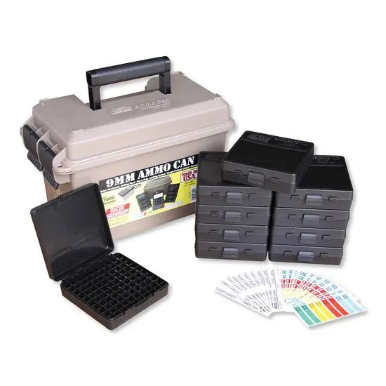 MTM ACC9 9MM AMMO CAN COMBO- INCLUDES 10 P-100-9‘S- DARK EARTH