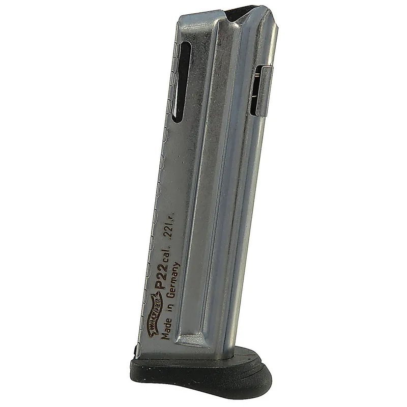 Walther Magazine P22 Old-Style 22 Long Rifle 10-Round Steel Nickel Plated with Finger Rest