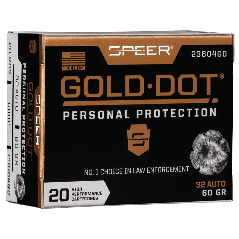 Gold Dot 23604GD Personal Protection 32ACP 60 GR JHP 20 Rounds
