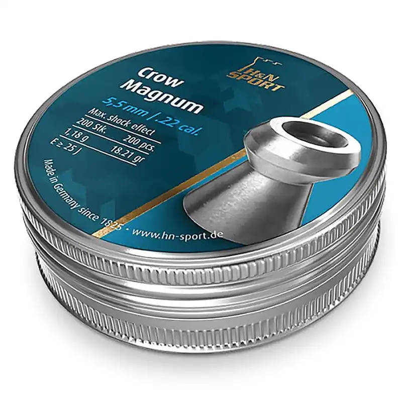 H & N Crow Magnum Air Gun Pellets 22 Cal 18.21 Gr Hollow Point Tin of 200