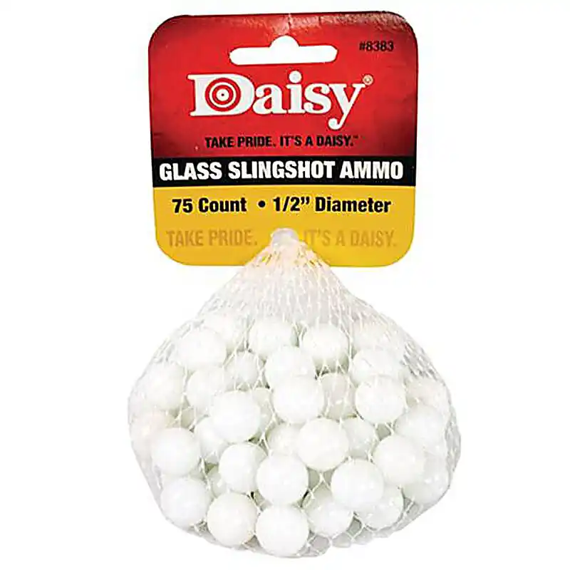 Daisy 998383-512 PowerLine Glass Slingshot Ammo 1/2" White 75 Pack