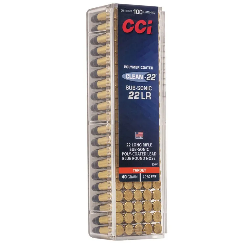 CCI 934CC Clean-22 Subsonic 22 LR 40 GR LRN 100 Rounds