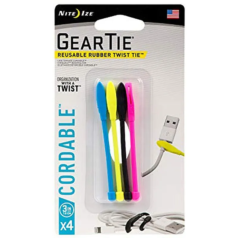 Nite Ize Gear Tie Cordable 3" Assorted