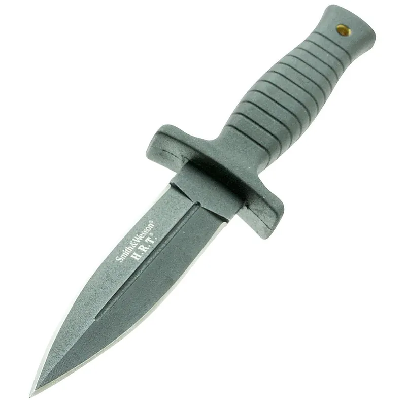 Smith & Wesson SWHRT9B Boot Knife Fixed 4.75" Black Blade Rubber Handle
