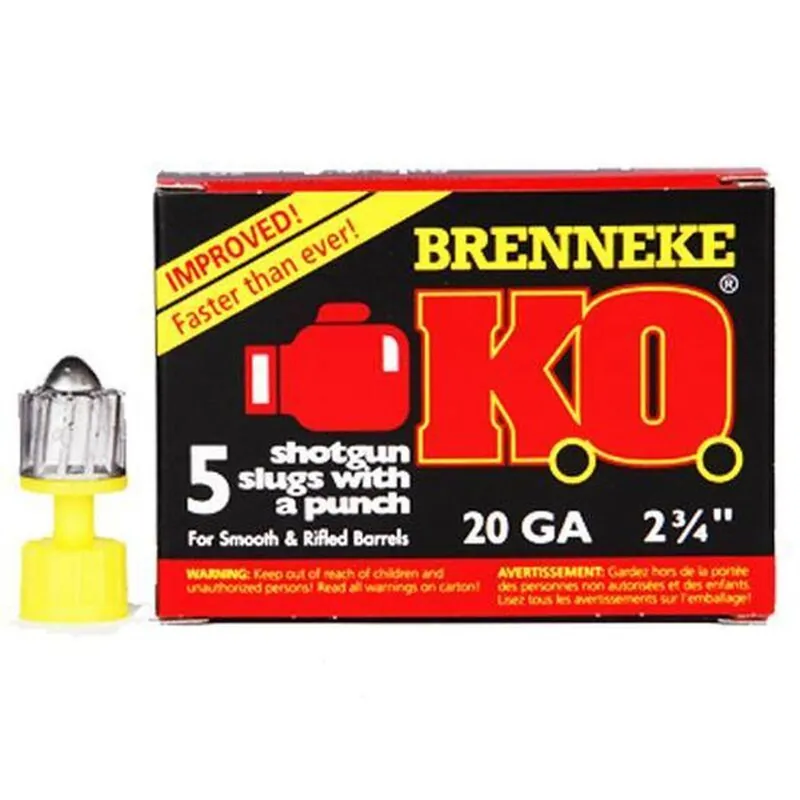 Brenneke SL-202KO K.O. Rifled Slug 20 Gauge 2.75" 3/4 oz 5 Rounds