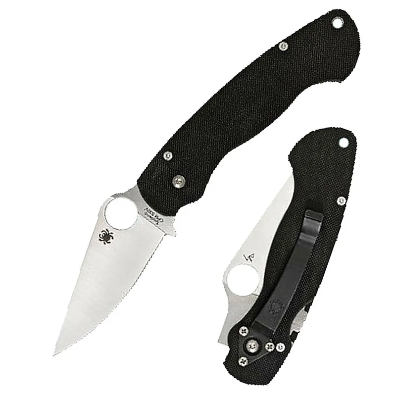 Spyderco C81GP2 Para-Military2 Folding Knife 3.4" Flat Plain G10 Black