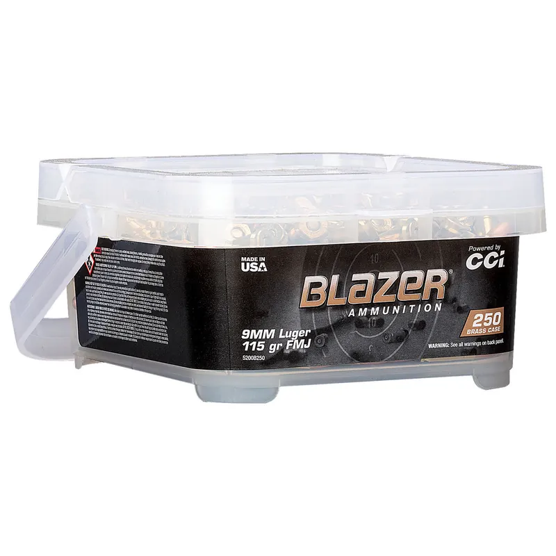 CCI CC5200B250 Blazer Brass 9mm Luger 115 gr FMJ 250