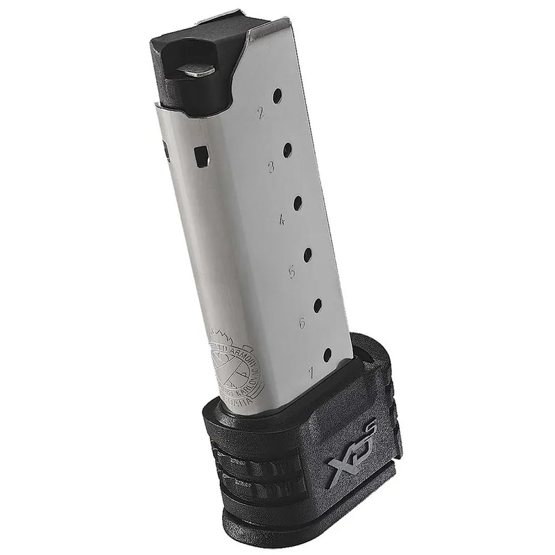 Springfield XDS50071 XD-S Magazine with X-Tension for Backstraps 1 & 2 7 Round Silver Steel Magazine