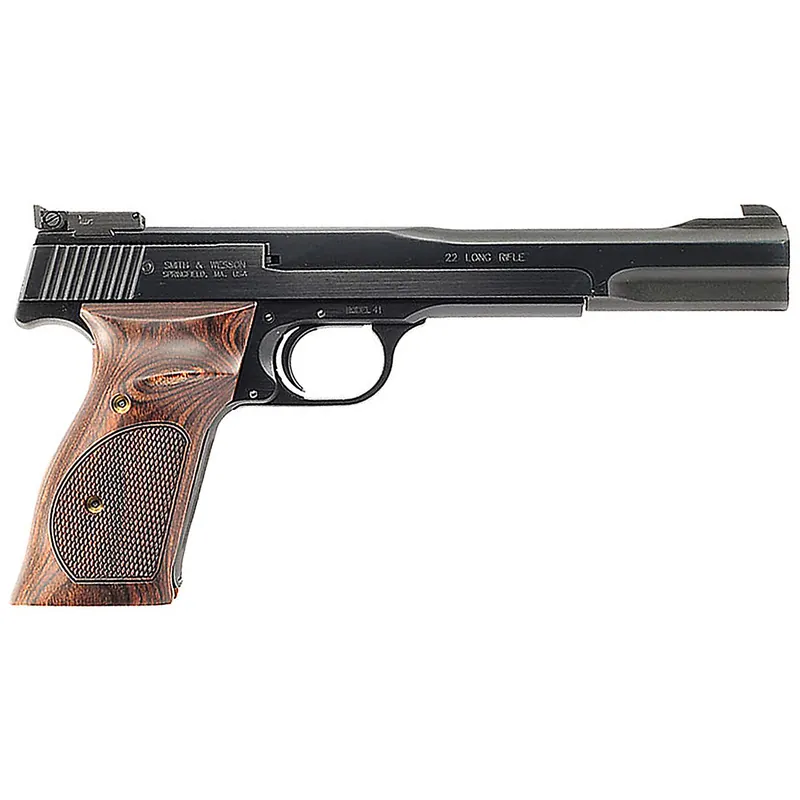 Smith & Wesson Model 41 22LR 7" Adjustable Sight Wooden Target Thumbrest Grip Blue 10rd