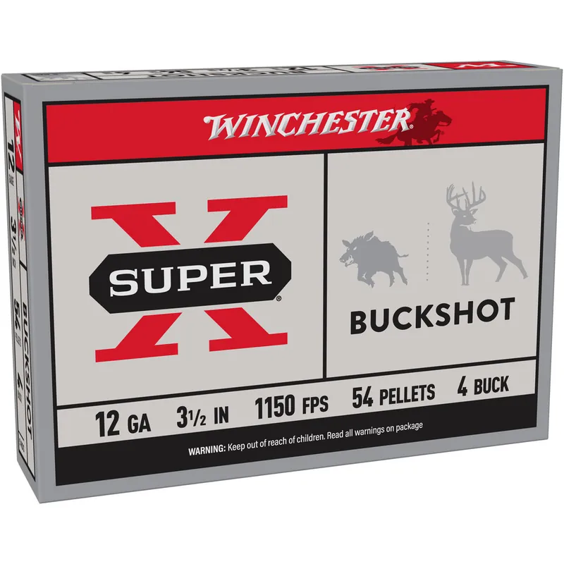 Winchester XB12L4 SuperX 12 Gauge 3.5" 54 Pellets 4 Buck 5 Rounds