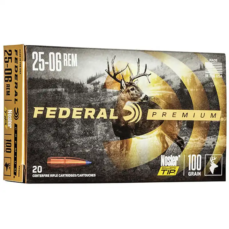 Federal P2506D Premium 25-06 100 GR Nosler Ballistic Tip 20 Rounds