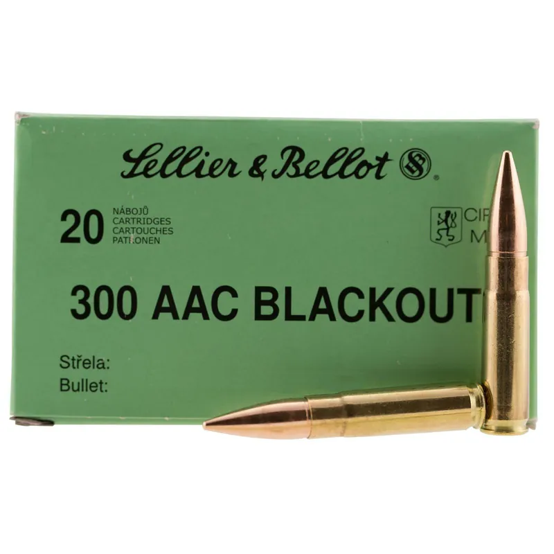 Sellier Bellot 300BLKSUBA 300 AAC BlackoutWhisper/ 7.62x35mm 200 GR FMJ SS 20 Rounds