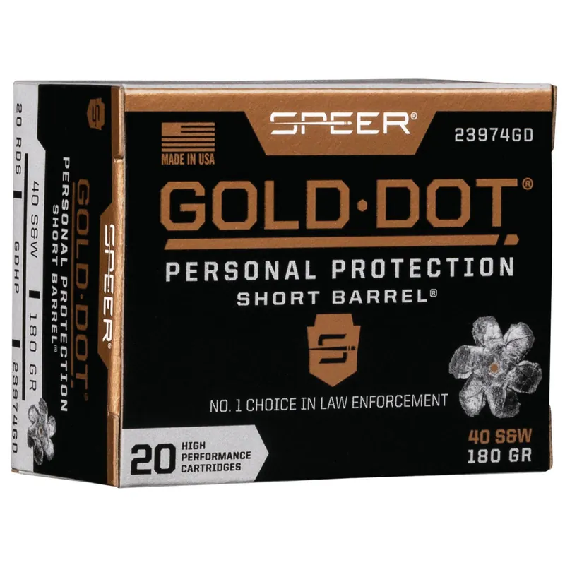 Gold Dot 23974GD Personal Protection 40 S&W 180 GR JHP 20 Rounds