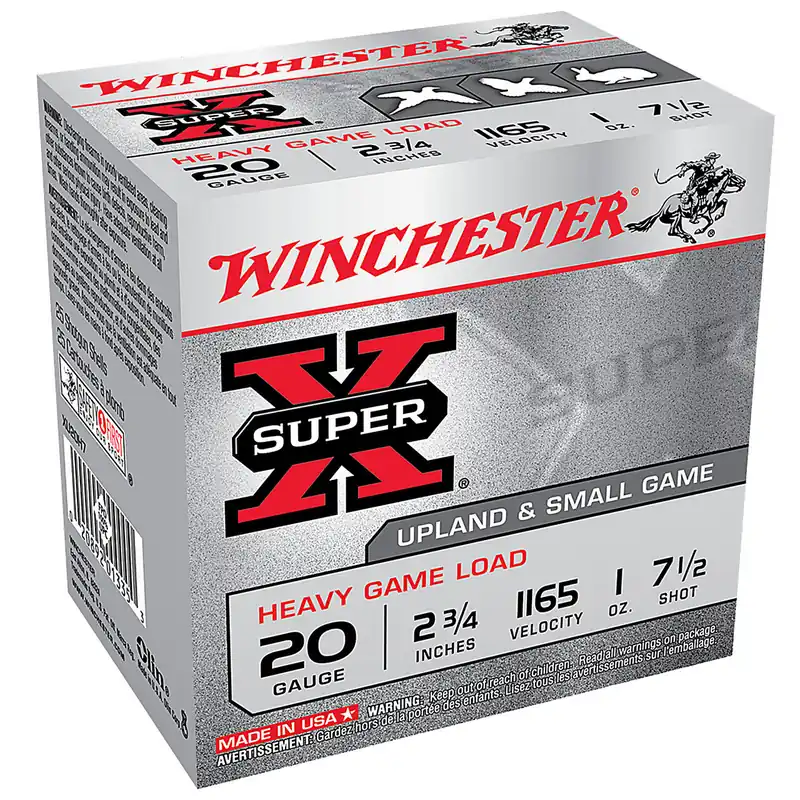Winchester XU20H7 SuperX Game Load 20 Gauge 2.75" 1 oz 7.5 Shot 25 Rounds