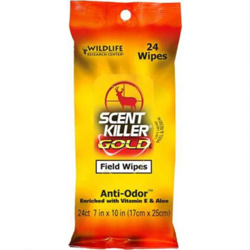 Wildlife Research Scent Killer Gold Odorless 24Ct 7"x10" Field Wipes, 1295