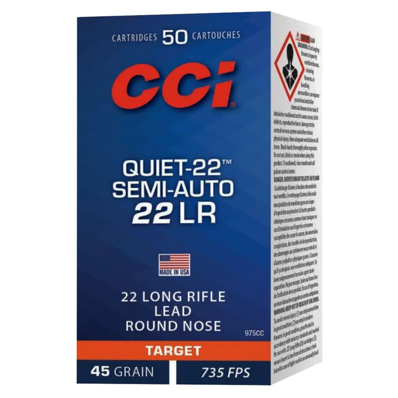 CCI 975CC Target Plinking Quiet22 22LR 45 GR LRN 50 Rounds