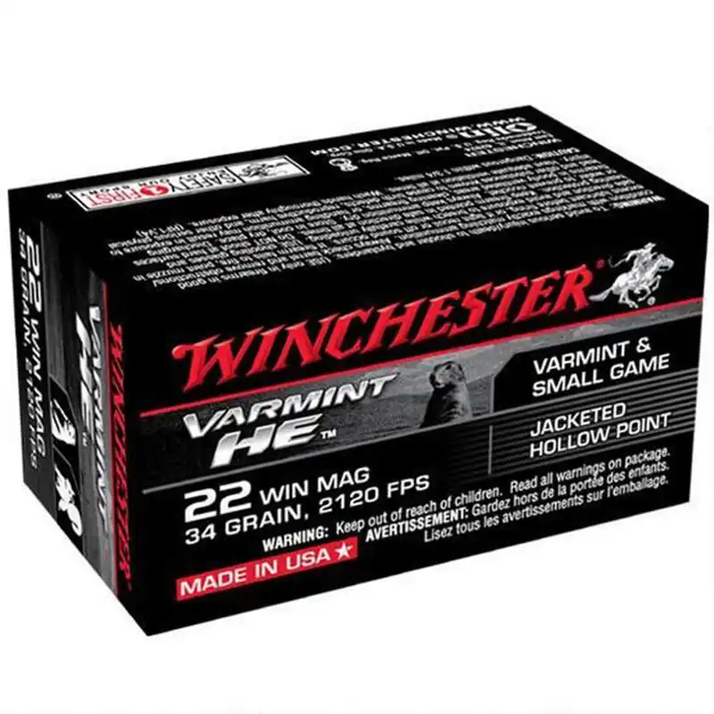 Winchester S22WM Varmint HE 22WM 34 GR JHP 50 Rounds