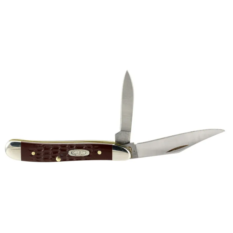 Case 00046 Knives Peanut Folding Knife Clip and Pen Blades Brown 2.1" Blade