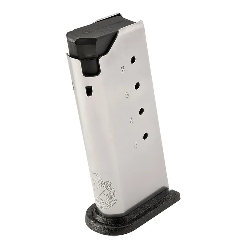 Springfield XDS5005 XD-S 45 ACP 5 rd Flat Base Stainless Steel Magazine