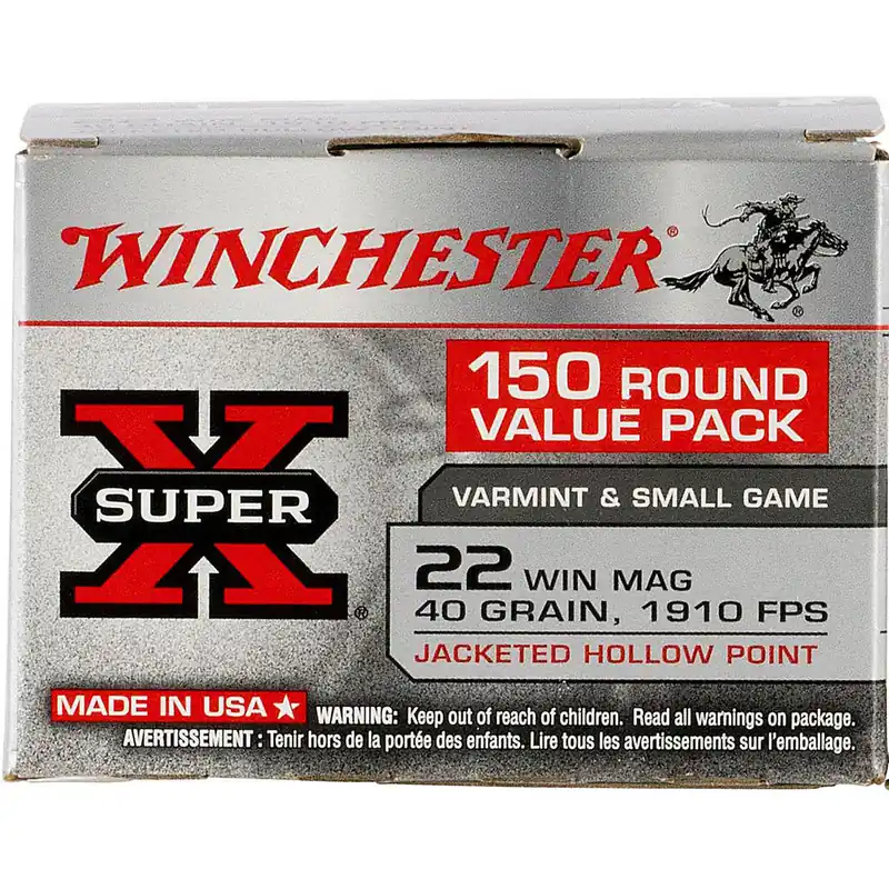 Winchester X22MH150 SuperX 22 WMR 40 GR JHP 150 Rounds