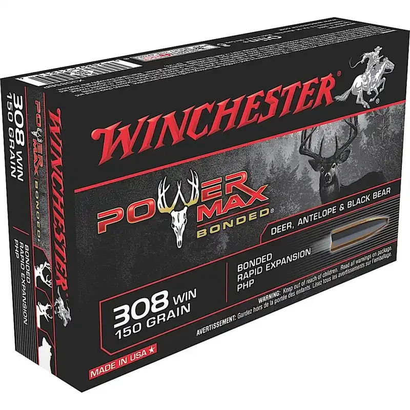 Winchester X3085BP Power Max Bonded 308 150 GR Protected Hollow Point 20 Rounds