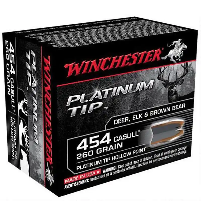 Winchester S454PTHP Platinum Tip 454 Casull 260 GR PTHP 20 Rounds