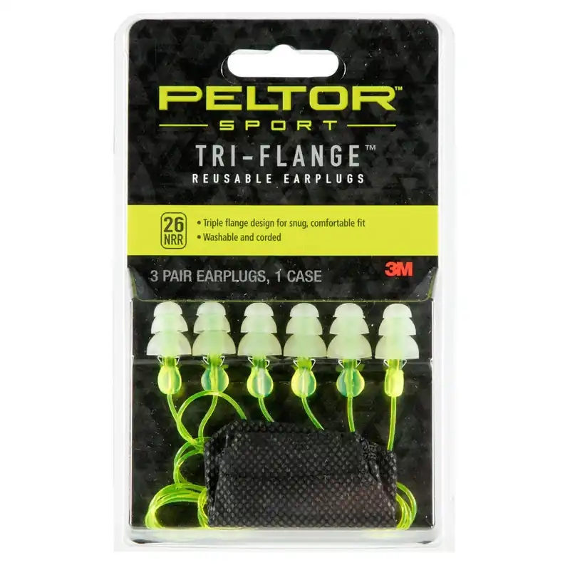 3M Peltor Sport Tri-Flange Reusable Earplugs 26 dB Yellow 97317