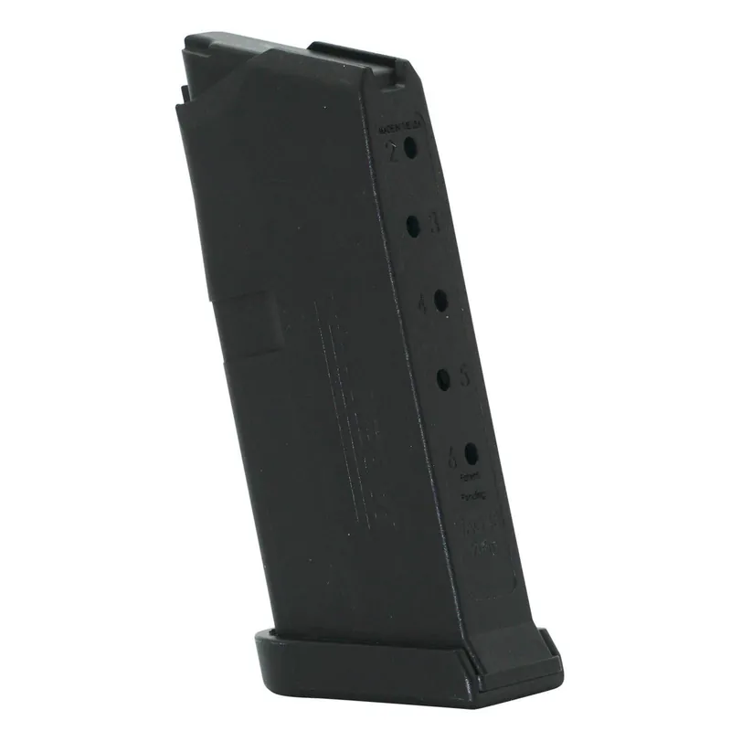 Jagemann 12359 Jag 43 Compatible with Glock G43 9mm 6 Round Polymer Black Finish Magazine