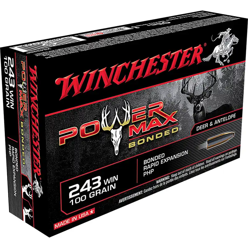 Winchester X2432BP Power Max Bonded 243 Win 100 GR Protected Hollow Point 20 Rounds