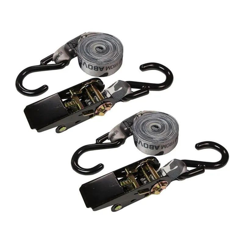 Hawk 10‘ Camo Ratchet Straps Coated J Hooks 500 lb. WL 2 Pack