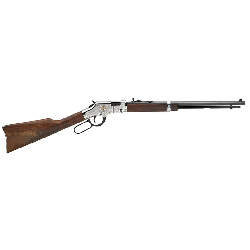 Henry American Beauty 22LR20" Barrel Blue Finish American Walnut Stock Silver Engraved Copper Rose