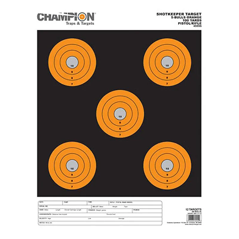 Champion ShotKeeper 5 Large Bullseye 11" x 16" Paper Target 12Pk 45555